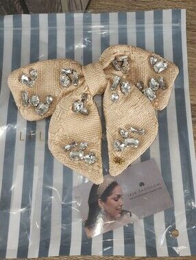 NWT Lele Sadoughi Libby Candy Crystal Raffia Bow